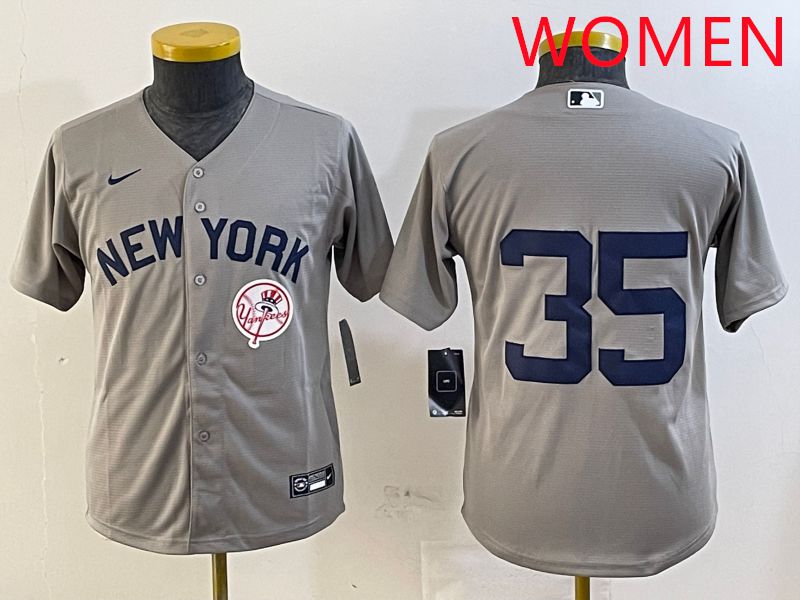 Women New York Yankees #35 No Name Grey Game 2025 Nike MLB Jersey style 6->youth mlb jersey->Youth Jersey